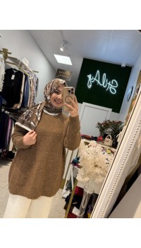 SİMLİ YUMOŞ KAZAK KAHVE