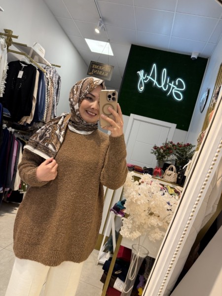 SİMLİ YUMOŞ KAZAK KAHVE