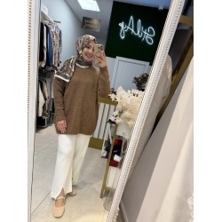 SİMLİ YUMOŞ KAZAK KAHVE