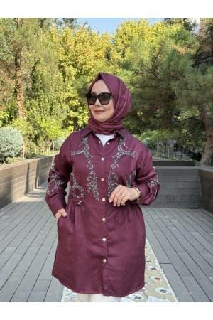ÖZEL TASARIM BONCUK İŞLEMELİ BÜZGÜLÜ KAP BORDO