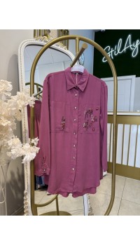 TAŞ İŞLEMELİ TENSEL GÖMLEK MÜRDÜM