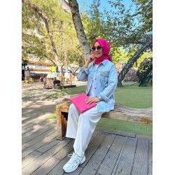 TAŞLI KOT CEKET AÇIK MAVİ 7206
