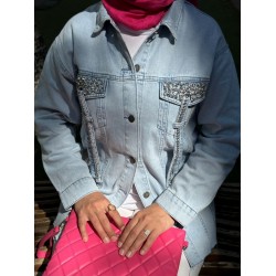 TAŞLI KOT CEKET AÇIK MAVİ 7206