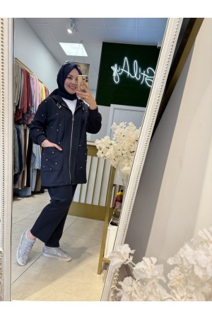 TAŞLI FERMUARLI SCUBA TAKIM LACİVERT