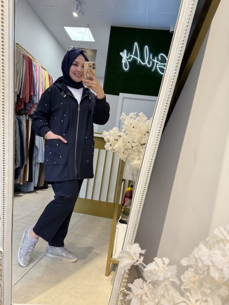 TAŞLI FERMUARLI SCUBA TAKIM LACİVERT