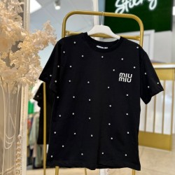 MİU MİU TAŞLI TİŞÖRT SİYAH