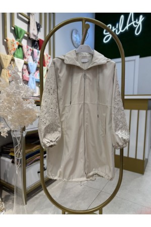 TAŞLI VE NAKIŞ DETAYLI KAPÜŞONLU KAP TAŞ