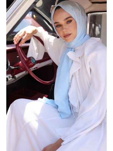 VALOR MONOGRAM DESEN ŞAL BUZ MAVİ