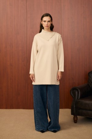 MRW YAKA VEREV TUNİK BEJ