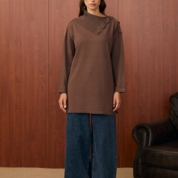 MRW YAKA VEREV TUNİK KAHVE