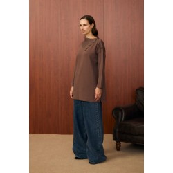 MRW YAKA VEREV TUNİK KAHVE