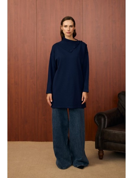 MRW YAKA VEREV TUNİK LACİVERT