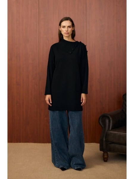 MRW YAKA VEREV TUNİK SİYAH