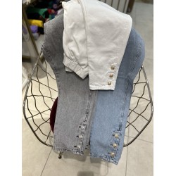 YAN DÜĞME DETAYLI MOMJEAN AÇIK GRİ