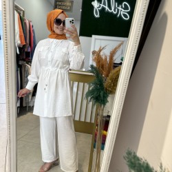 KAPAK CEPLİ İKİLİ TAKIM BEYAZ