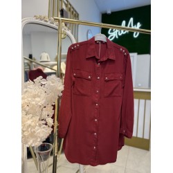 YILDIZ DETAYLI TENSEL GÖMLEK BORDO