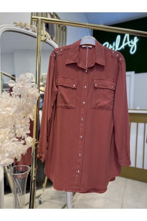 YILDIZ DETAYLI TENSEL GÖMLEK KİREMİT