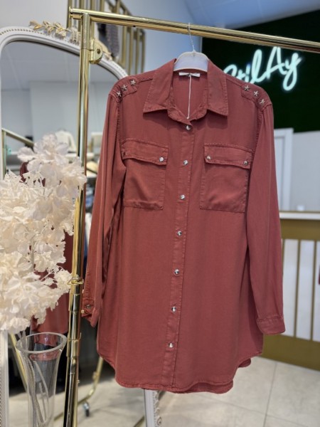 YILDIZ DETAYLI TENSEL GÖMLEK KİREMİT