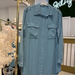 YILDIZ DETAYLI TENSEL GÖMLEK MAVİ