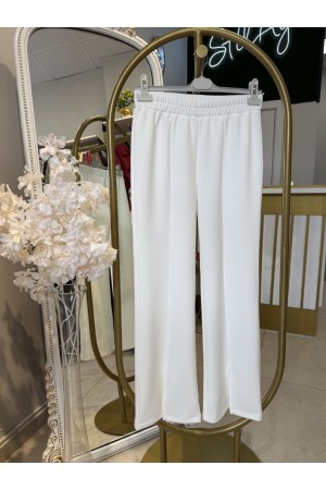 YIRTMAÇLI MODAL PANTOLON BEYAZ 