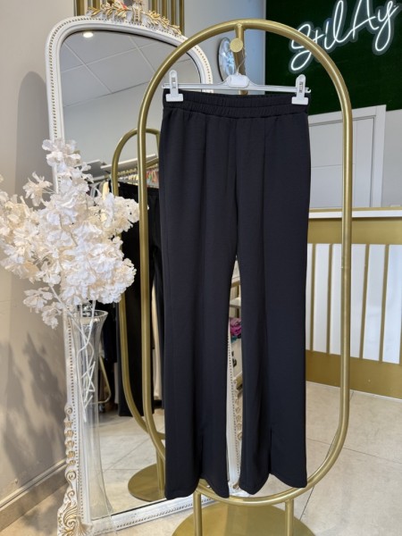 YIRTMAÇLI MODAL PANTOLON SİYAH