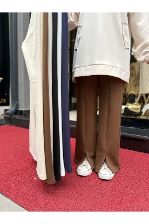 YIRTMAÇLI MODAL PANTOLON LACİVERT