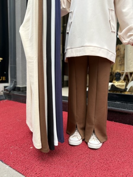 YIRTMAÇLI MODAL PANTOLON LACİVERT