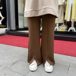 YIRTMAÇLI MODAL PANTOLON KAHVE