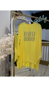 MİU MİU TAŞLI ASİMETRİK TUNİK SARI