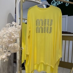 MİU MİU TAŞLI ASİMETRİK TUNİK SARI