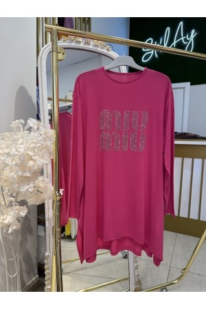 MİU MİU TAŞLI ASİMETRİK TUNİK FUŞYA