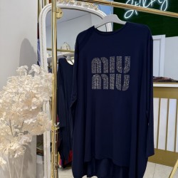 MİU MİU TAŞLI ASİMETRİK TUNİK LACİVERT