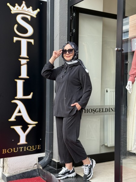 ÇITÇITLI TENSEL MODAL TAKIM SİYAH