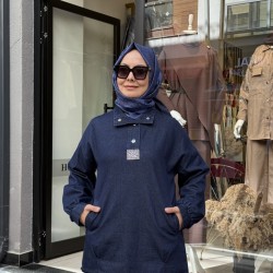 ÇITÇITLI TAŞ DETAYLI KOT TUNİK LACİVERT