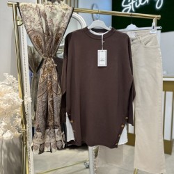 ÇİFT YAN VEREV TUNİK KAHVE