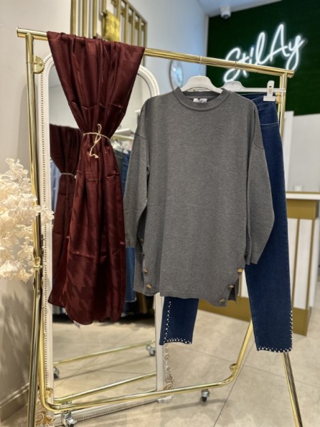 ÇİFT YAN VEREV TUNİK ANTRASİT