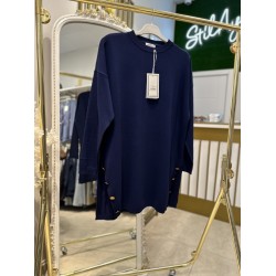 ÇİFT YAN VEREV TUNİK LACİVERT