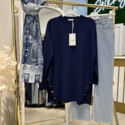 ÇİFT YAN VEREV TUNİK LACİVERT