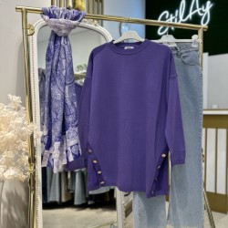 ÇİFT YAN VEREV TUNİK LİLA