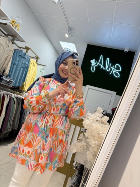 İPEK DESENLİ GÖMLEK MAVİ