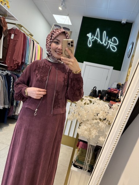 İPEK KUPRA ELBİSE BORDO
