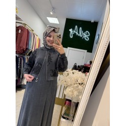 İPEK KUPRA ELBİSE ANTRASİT