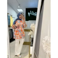 İPEK DESENLİ GÖMLEK MAVİ